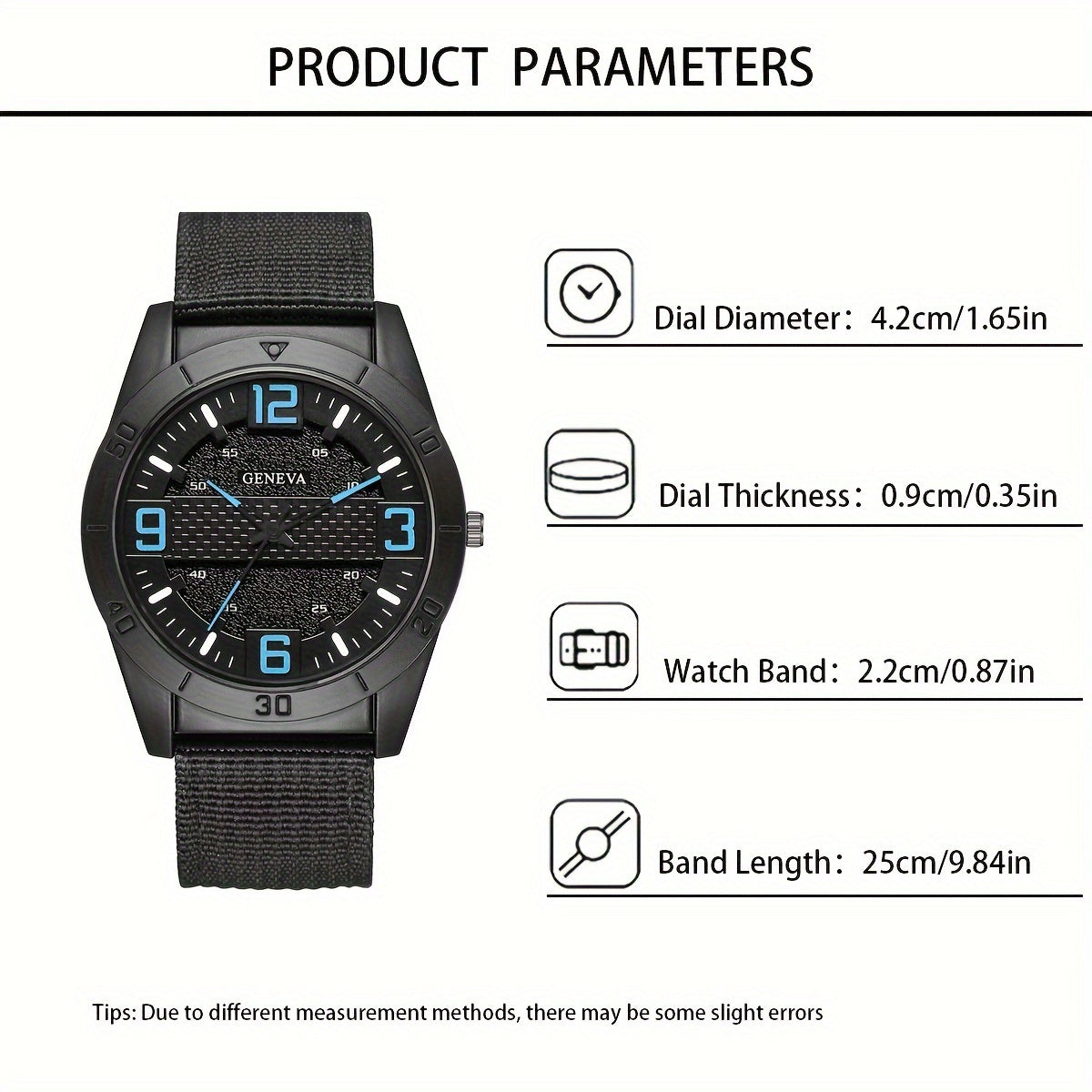 Men's Vintage Quartz Wristwatch Set with Round Dial Alloy Case Canvas Strap Wooden Bead Bracelet