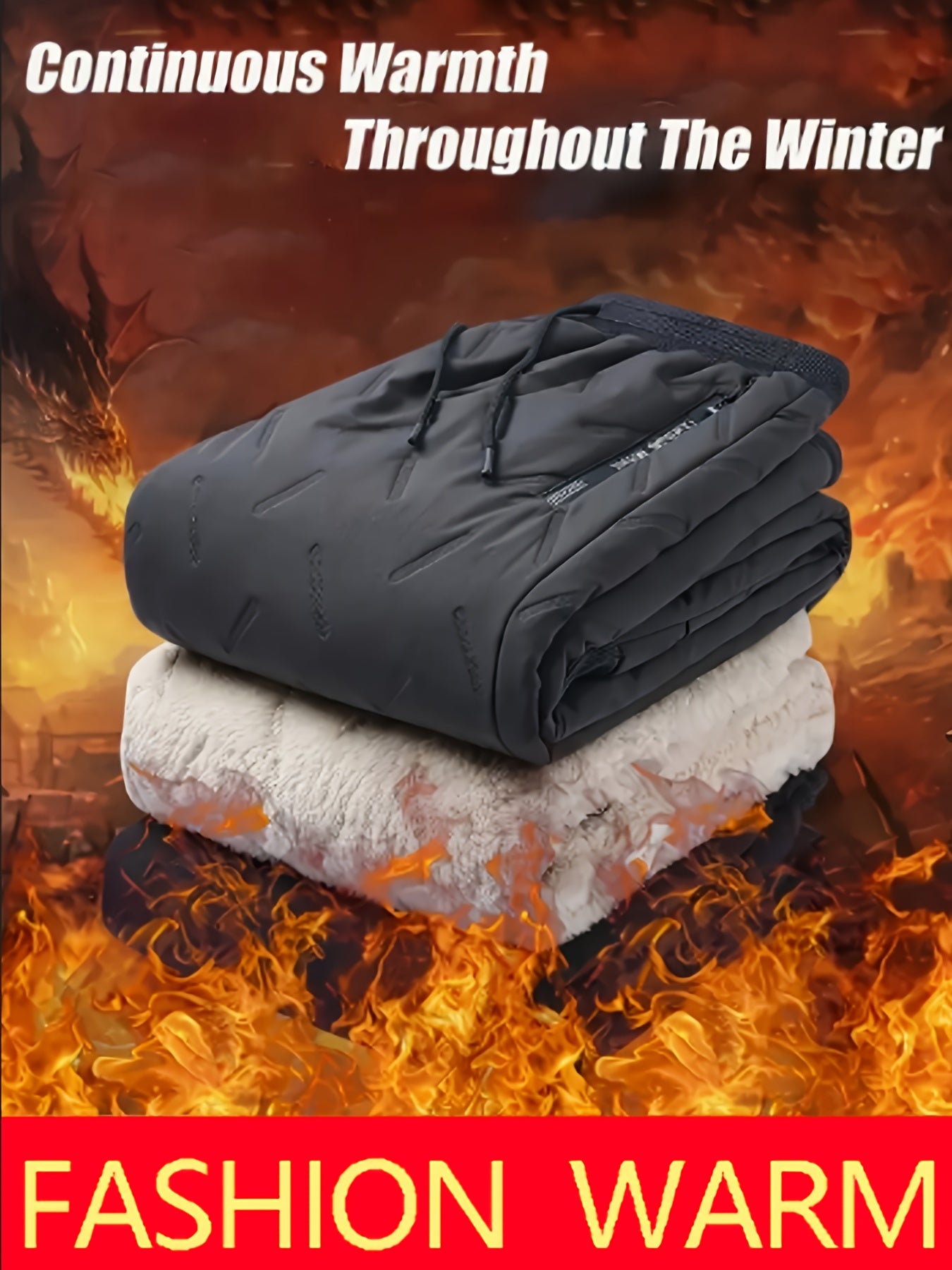 Men's Casual Sportswear Set Polyester Velvet-Lined Stand Collar Zip-Up Jacket Joggers Fall Winter