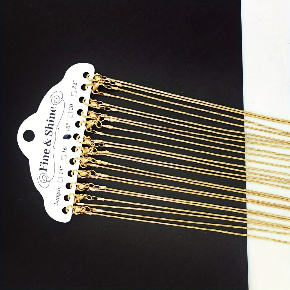 10 Pieces of Snake Chain Jewelry Sets in Rose Gold Gold and Rhodium Plating 16-30 Inch for DIY Crafting