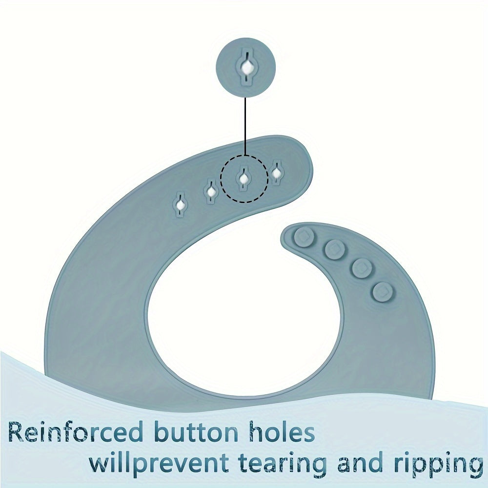 Baby Silicone Bibs Solid Colors Waterproof Adjustable Soft BPA-Free Food Catcher