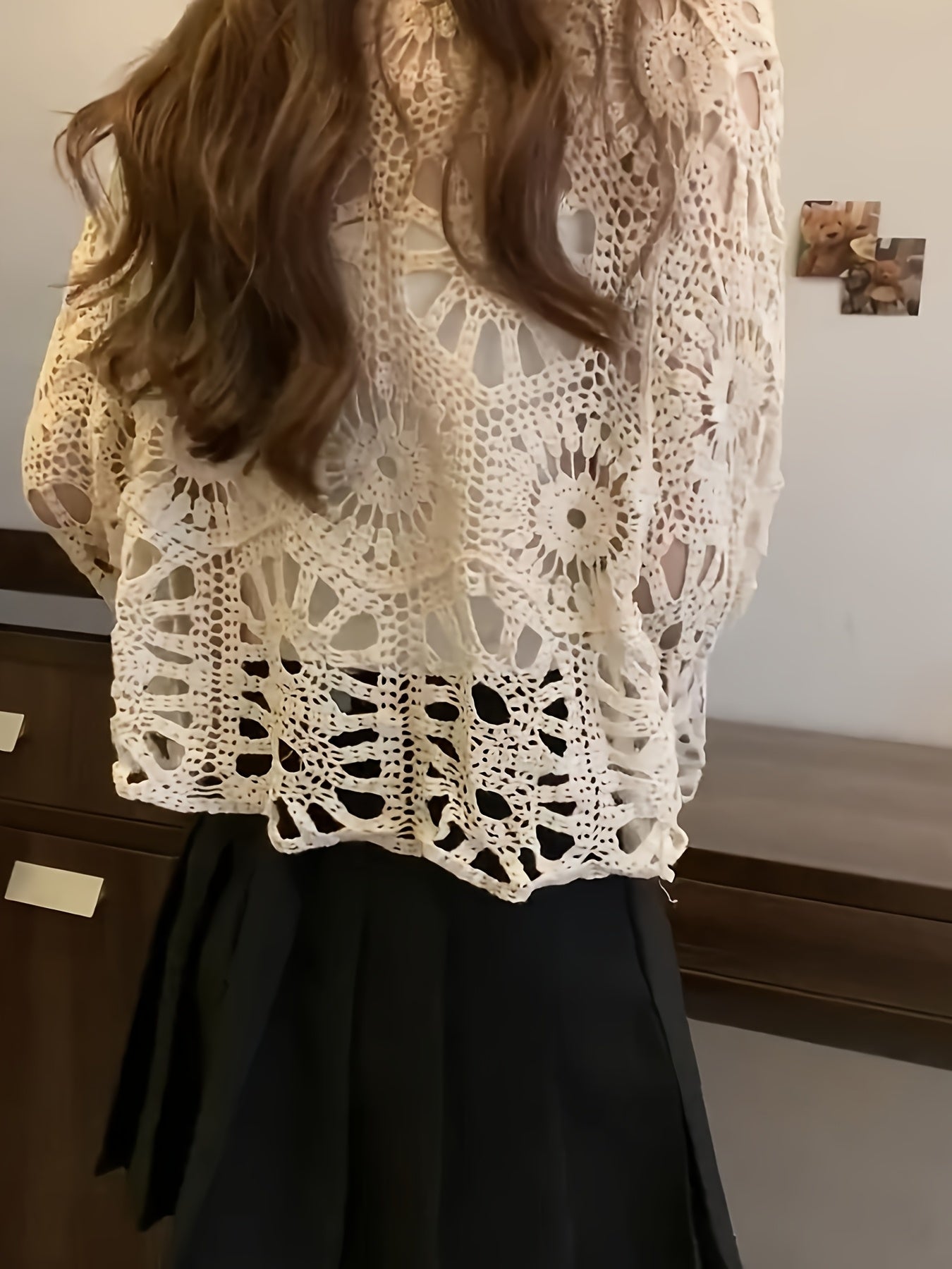 Women's Plus Size Crochet Knit Cardigan Summer Cover-Up Loose Pullover