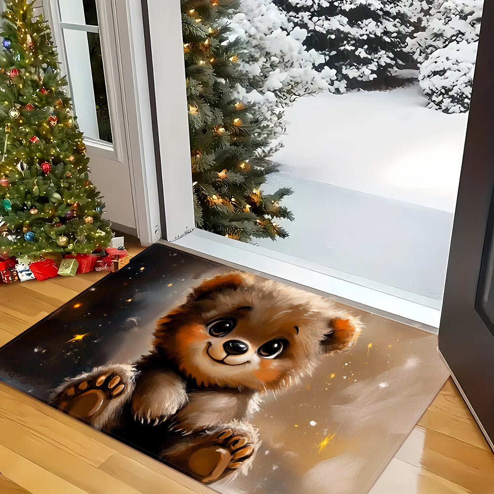 Sevimli Teddy Bear dizayni oshxona matosi - 100% polyesterdan tayyorlangan, namni o'zlashtiradi va mashinada yuvish mumkin | Kir yuvish xonasi, hammom, kirish joyi bezaklari va sirpanmaydigan oshxona gilami uchun ideal