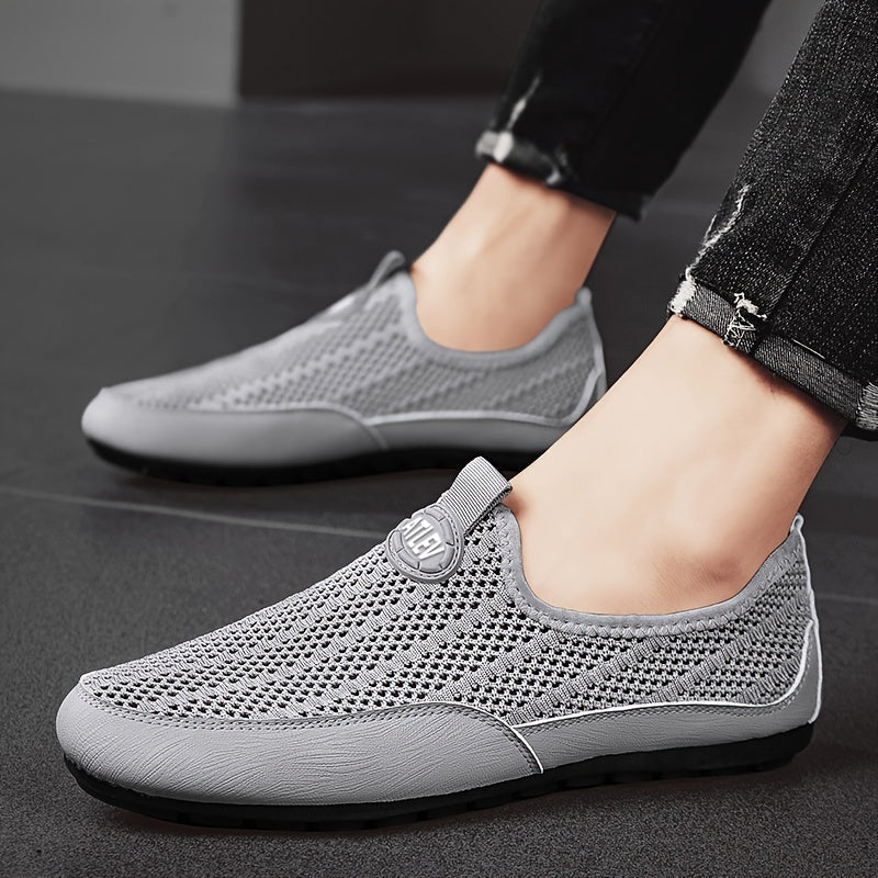 Men's Beige Slip-On Sneakers with EVA Insole and Flexible Sole