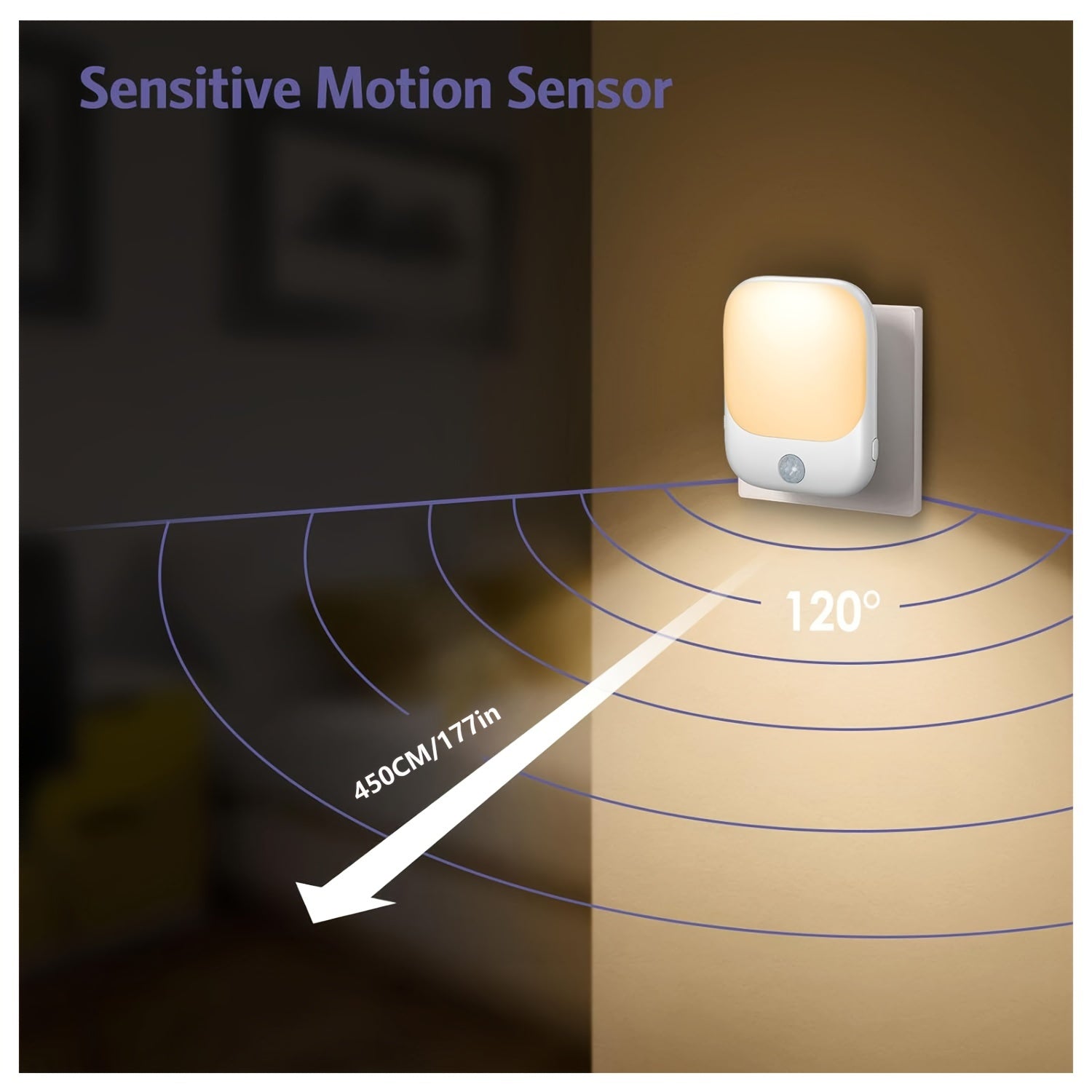 Motion Sensor Night Light with 3 Modes and 5 Brightness Levels for Kids' Rooms and Stairways
