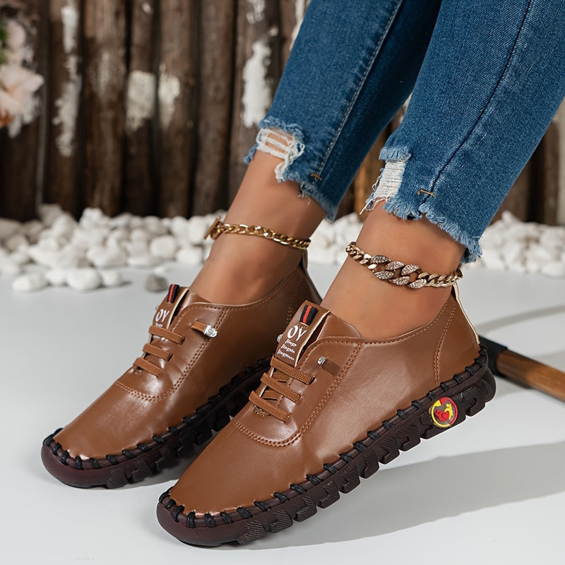 Women's Solid Color Lace-Up Low-Top Casual Non-Slip Shoes