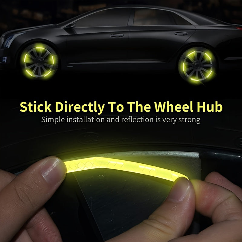 20pcs Reflective Wheel Hub Stickers Glow-in-the-Dark Safety Decals for Cars, Motorcycles, Bicycles