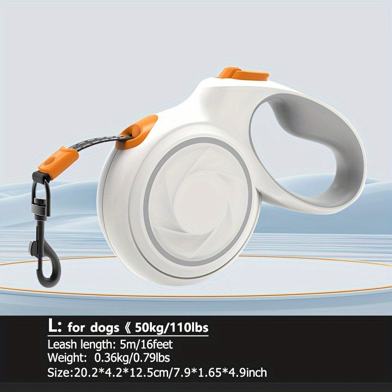 KEYPAI Og'ir yuk ko'taruvchi qaytariladigan it bog'ichi (16ft) o'rtacha va katta itlar uchun 49.9KG gacha. Tez qulflash tormoz tizimi, 360° o'ralmas, sirpanmas tutqich, geometrik shakldagi mustahkam ABS material.