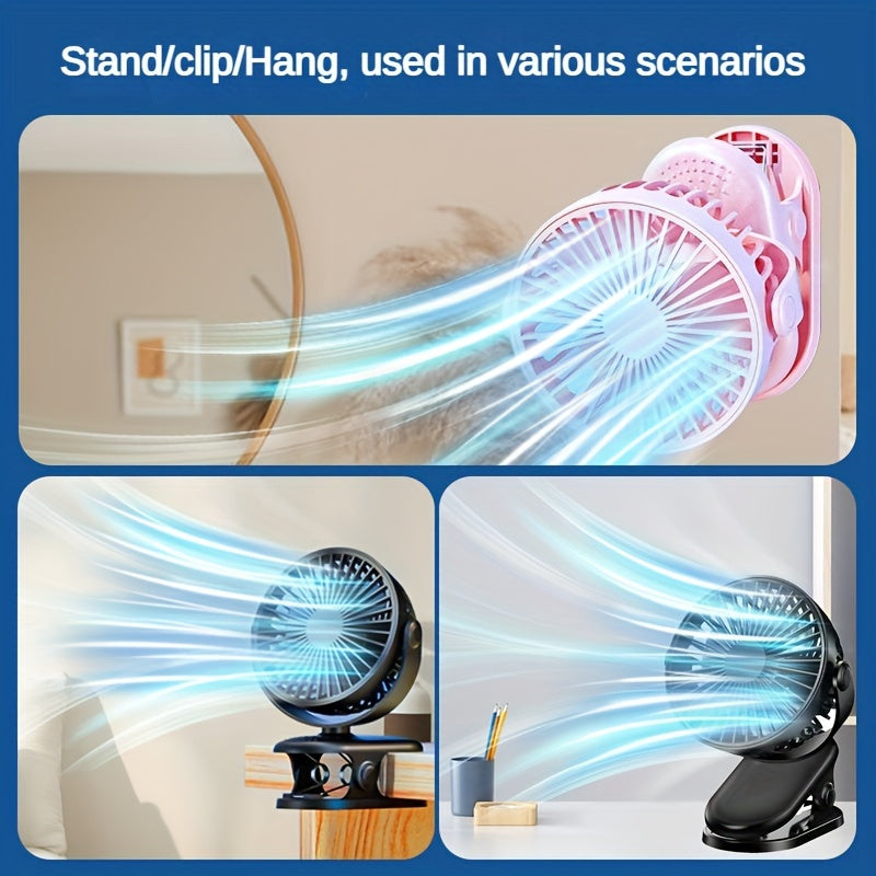 Mini Portable Clip-On USB Rechargeable Fan for Students Dorms Classroom