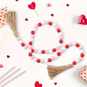 Rustic Farmhouse Beads Garland with Tassels for Mantel Decor Eco-Friendly Wooden Wreath