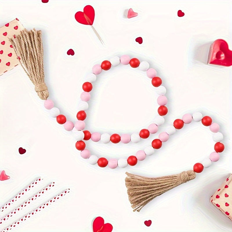 Rustic Farmhouse Beads Garland with Tassels for Mantel Decor Eco-Friendly Wooden Wreath