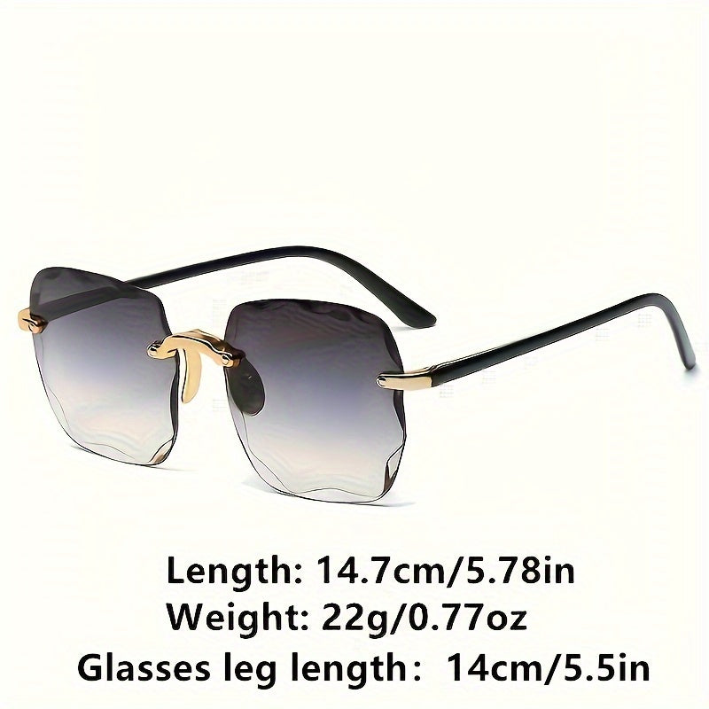 Square Rimless Fashion Sunglasses for Women and Men with Gradient Sun Shades