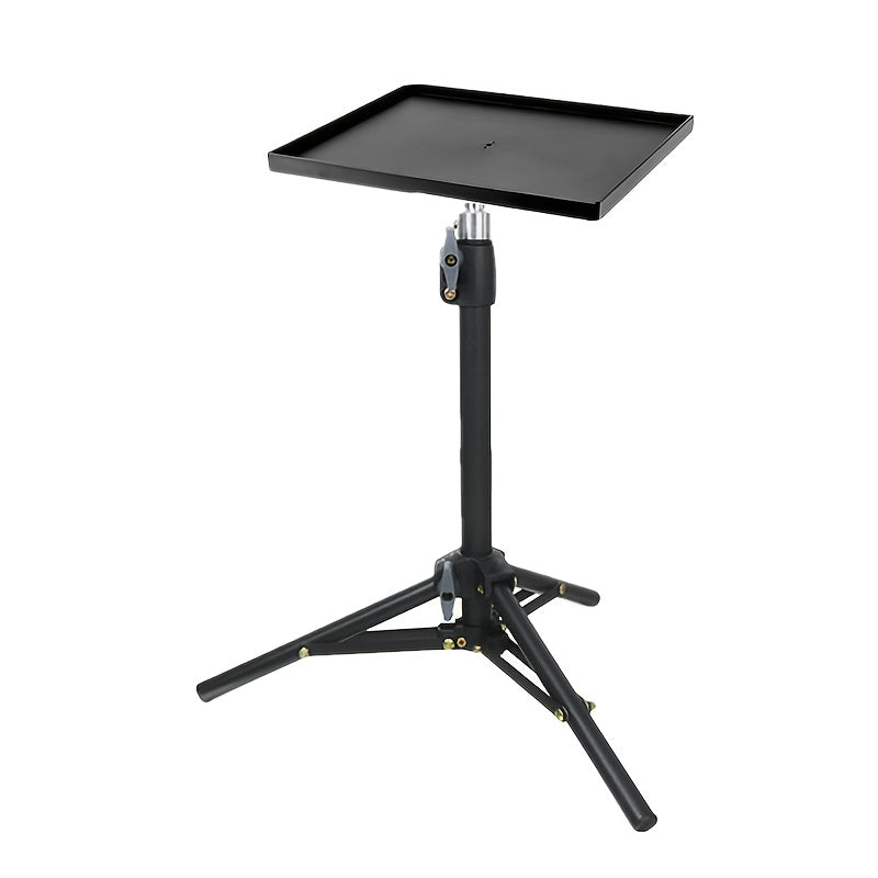 Soporte para proyector ajustable en altura con bandeja, trípode plegable para uso en exteriores e interiores, negro