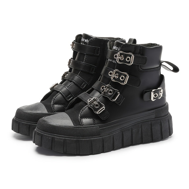 Женские туфли-лодочки из искусственной кожи на шнуровке с металлической пряжкой, большой размер