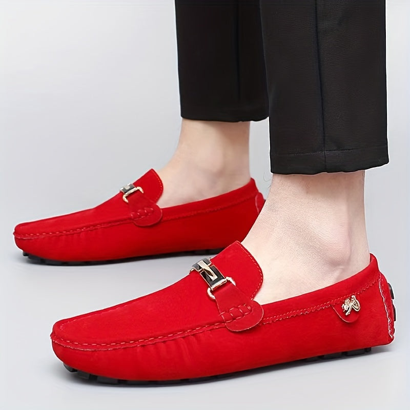 Men's Metallic Moccasin Loafers Non-Slip Slip-On Shoes for Spring and Summer