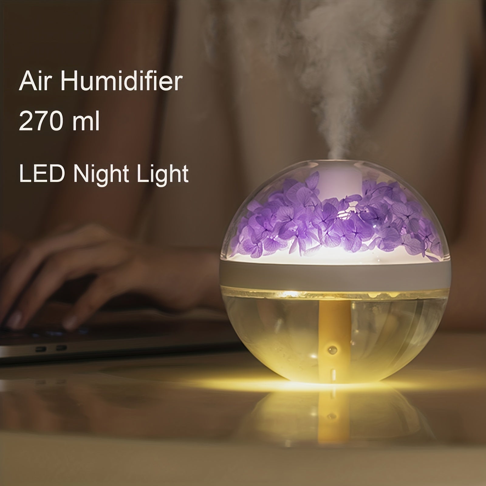 Spherical USB Humidifier with Night Light Fragrance Diffuser for Home