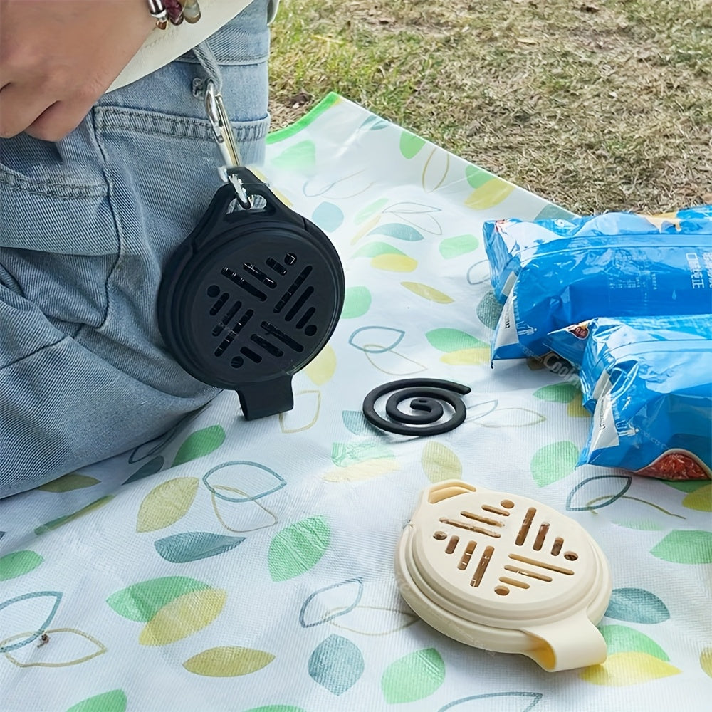 Silicone Mosquito Coil Holder with Windproof Strap for Camping Outdoor
