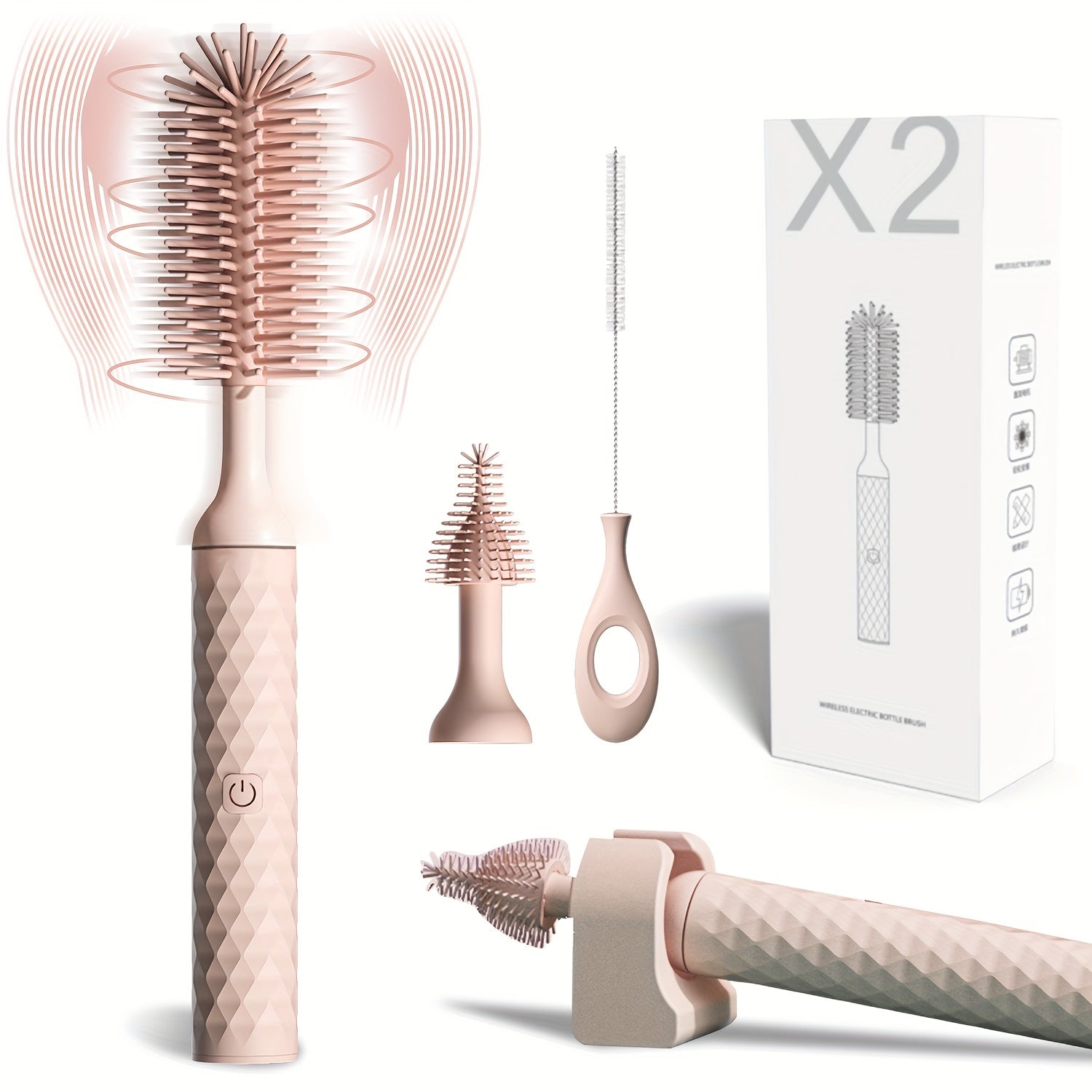 Silicone Electric Bottle Brush Set with USB Rechargeable Includes Pacifier and Straw Cleaners Waterproof
