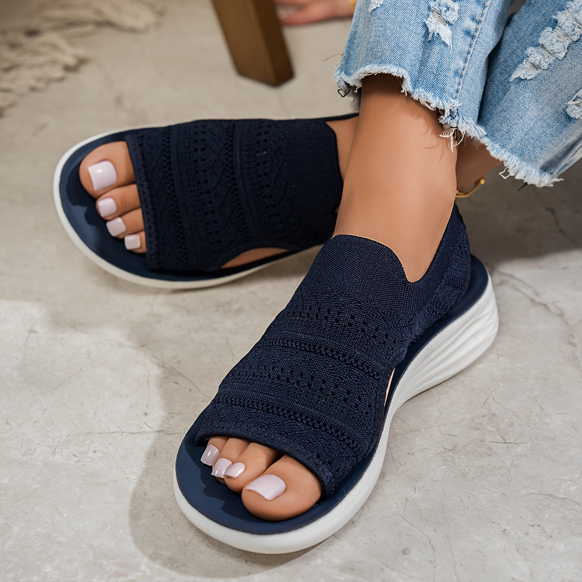 Women's Slip-On Sandals Breathable Fabric Upper Lightweight PU Sole Casual Summer Shoes for Travel Beach Daily Wear