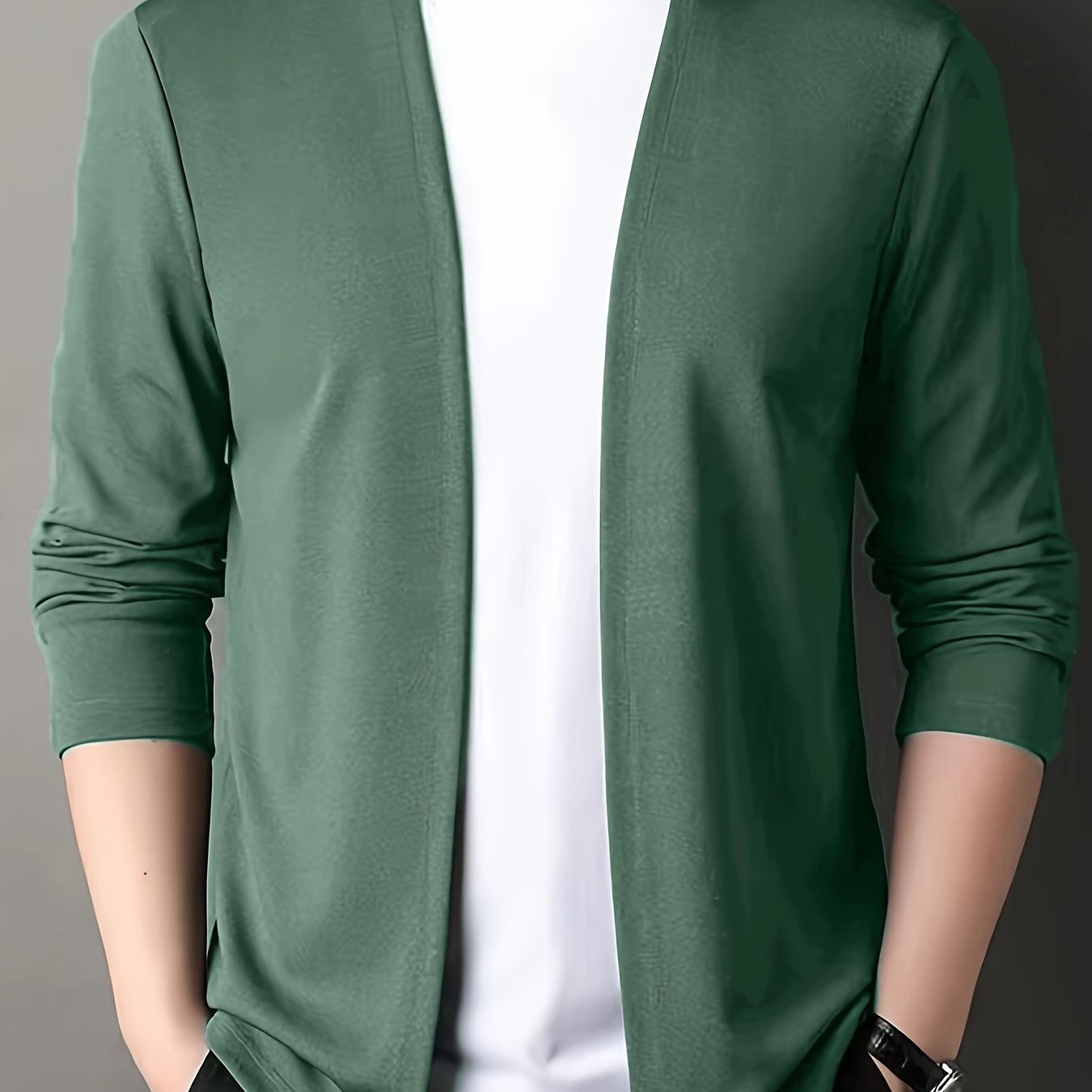 Men's Slim Fit Cardigan Long Sleeve Solid Knit Casual Autumn Spring Polyester
