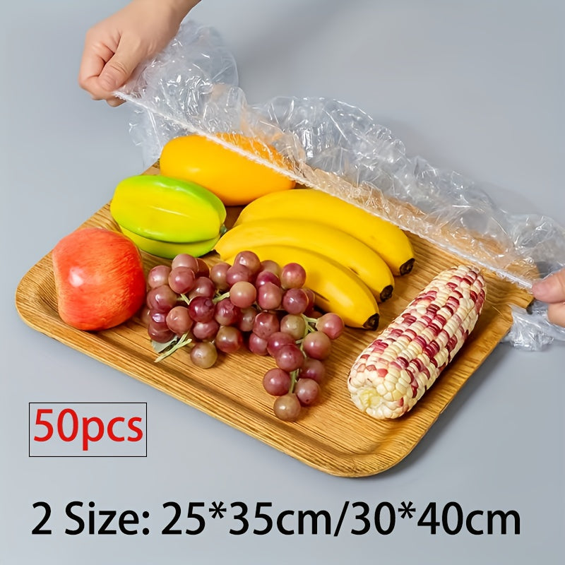 Set of 50 Clear Plastic Food Covers for Trays 25x35cm and 30x40cm