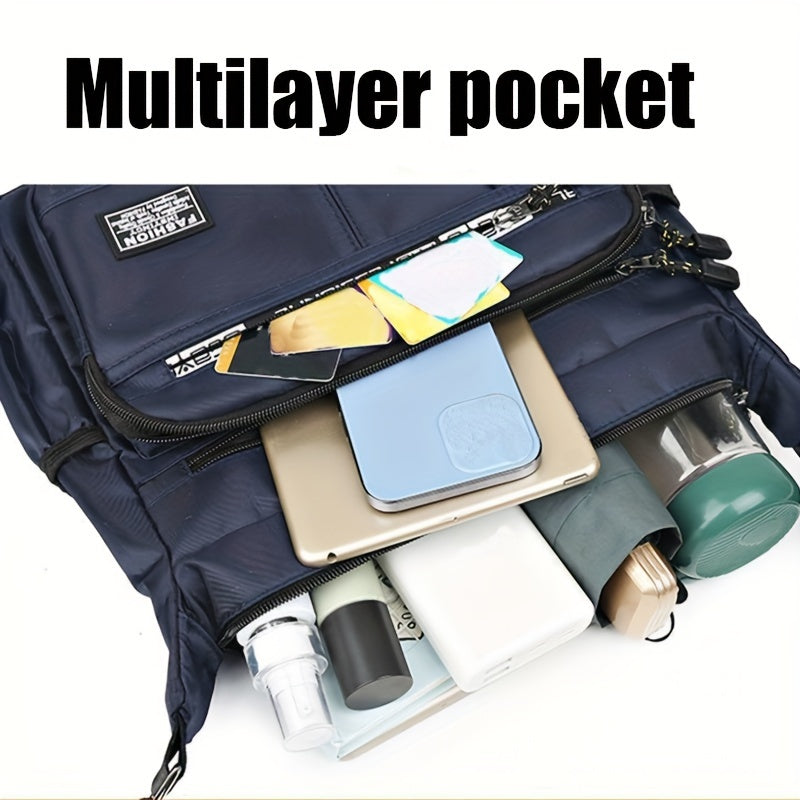 Men's Casual Nylon Crossbody Shoulder Bag for Travel and Business Black