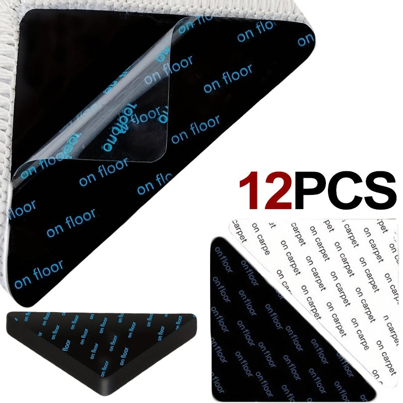 12 Pcs Reusable Washable Non-Slip Acrylic Carpet Pads with Self-Adhesive Rug Grippers