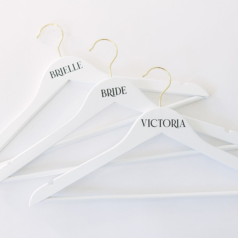 Perchero de madera personalizado para vestido de dama de honor de mujer, accesorio de boda blanco