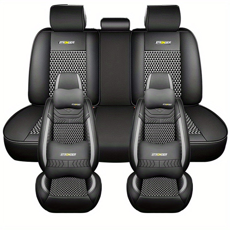 Universal Breathable Ice Slippy Fabric Car Seat Cover for Five-Seater Vehicles