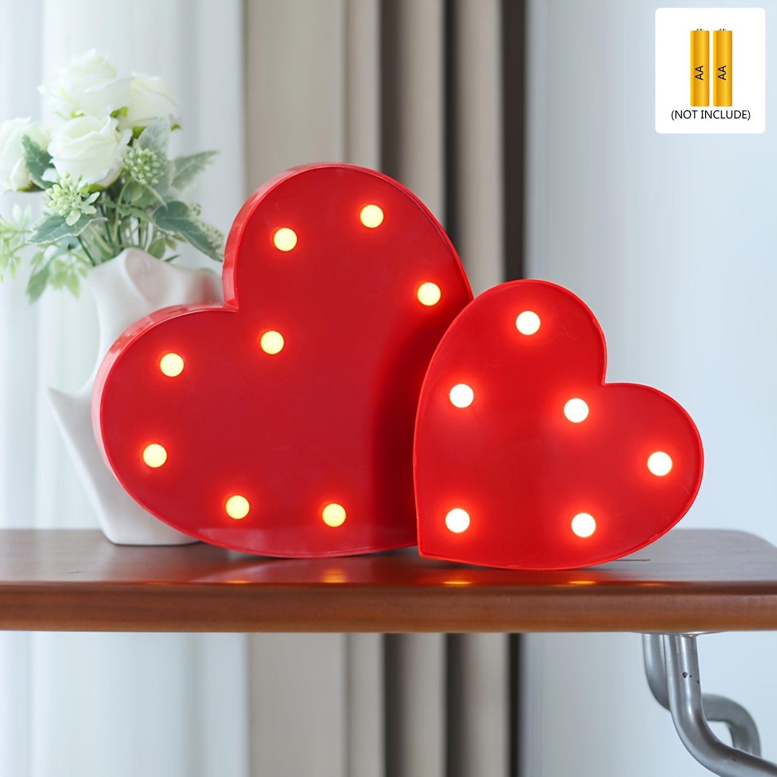 Red Heart-Shaped LED Night Light for Bedroom Decor and Gifts