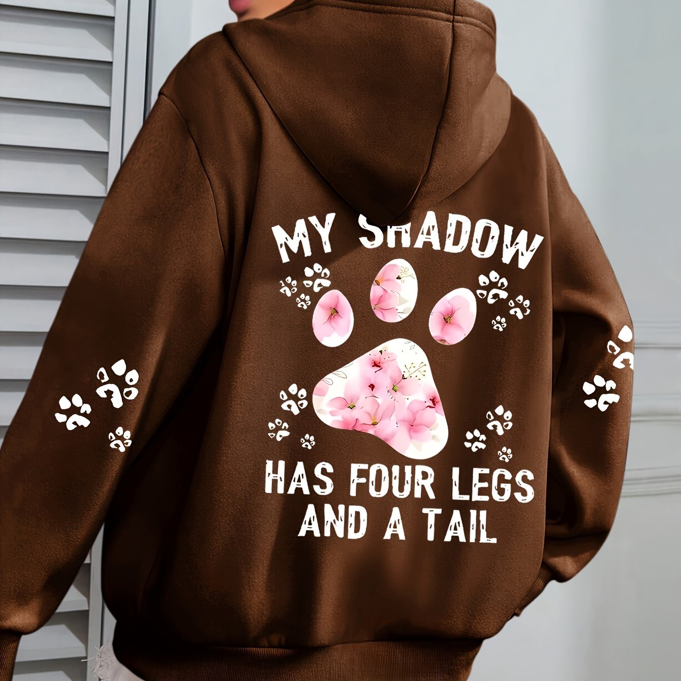 Plus Size Women's Casual Hoodie Graphic Pullover with Paw Print Design