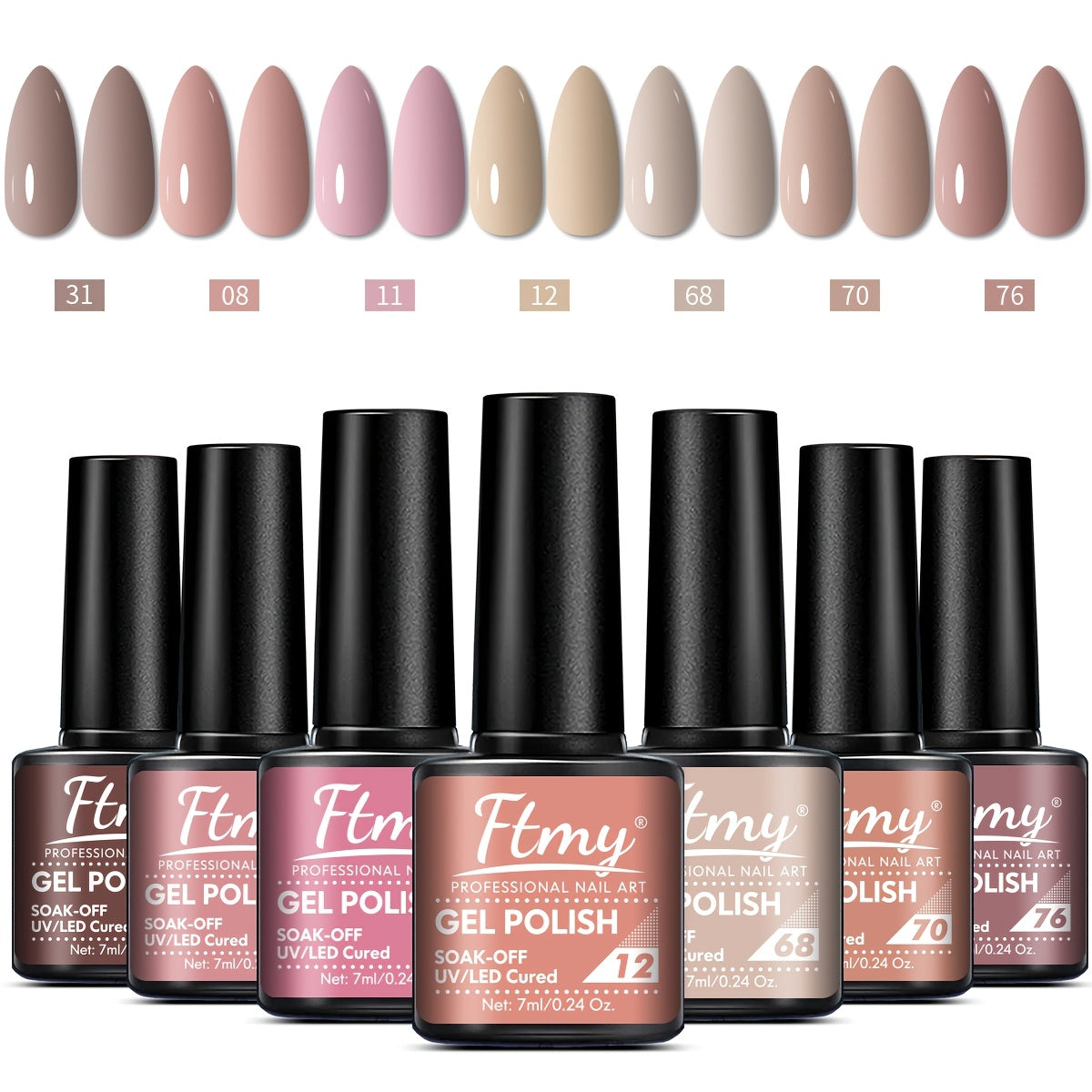 7-Piece Nail Gel Polish Set Long-Lasting UV Color Glitter Sparkling Manicure