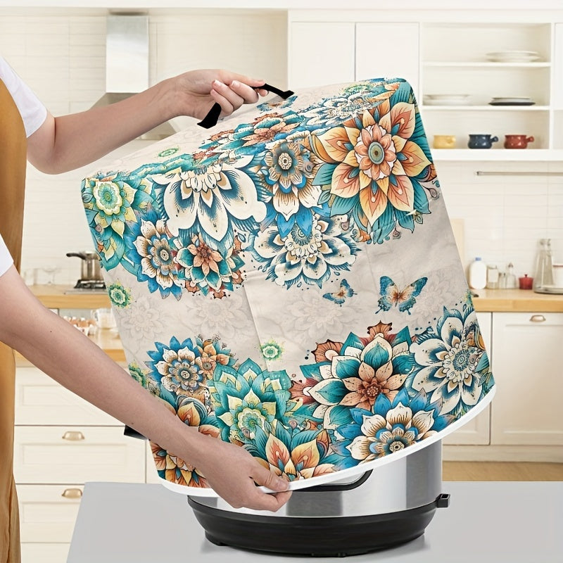 Floral Butterfly 8 Quart Pressure Cooker Cover with Handle and Pockets Washable