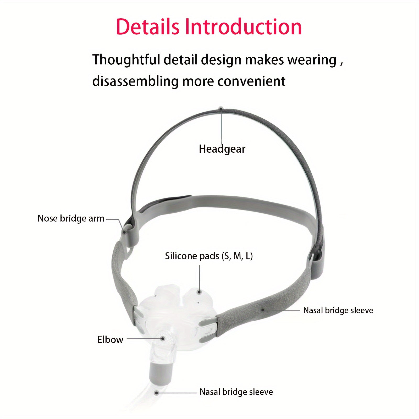 Nasal CPAP Mask Kit with Adjustable Headgear and Multiple Nasal Pillow Sizes for Sleep Apnea