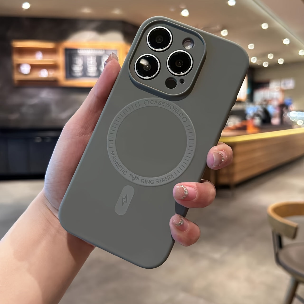 Silicone Full Wrap Magnetic Phone Case in Solid Color with Air Cushion and Retro Design