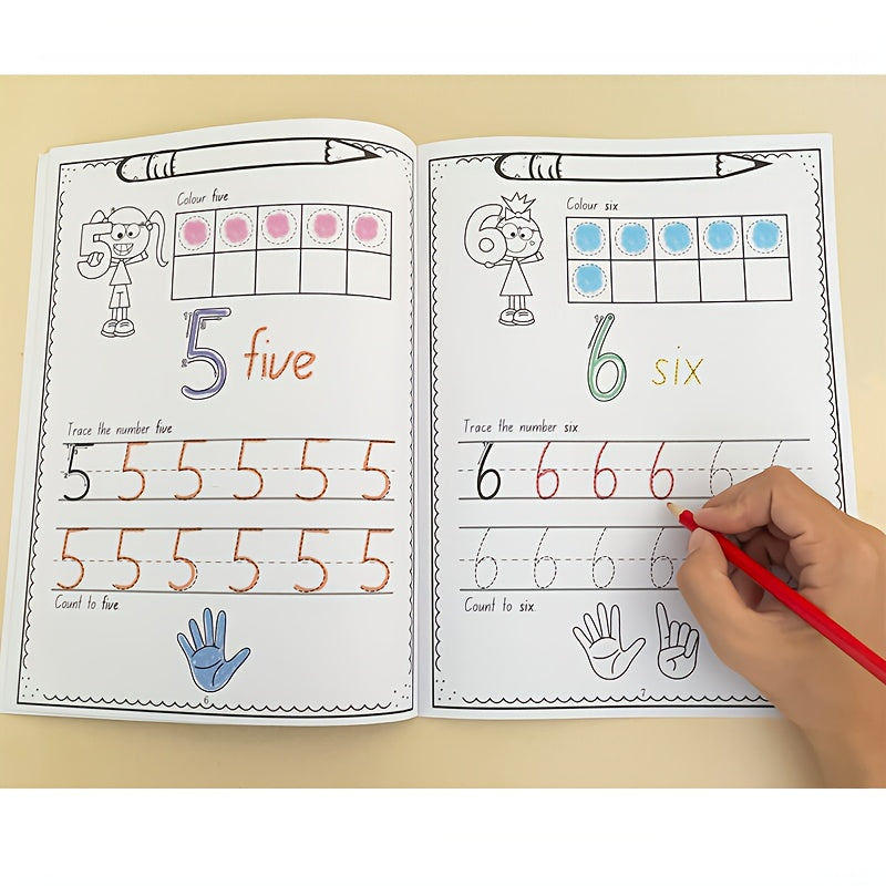 Children's A4 Writing and Coloring Workbook for Numbers 0-30 Developing Grip and Control