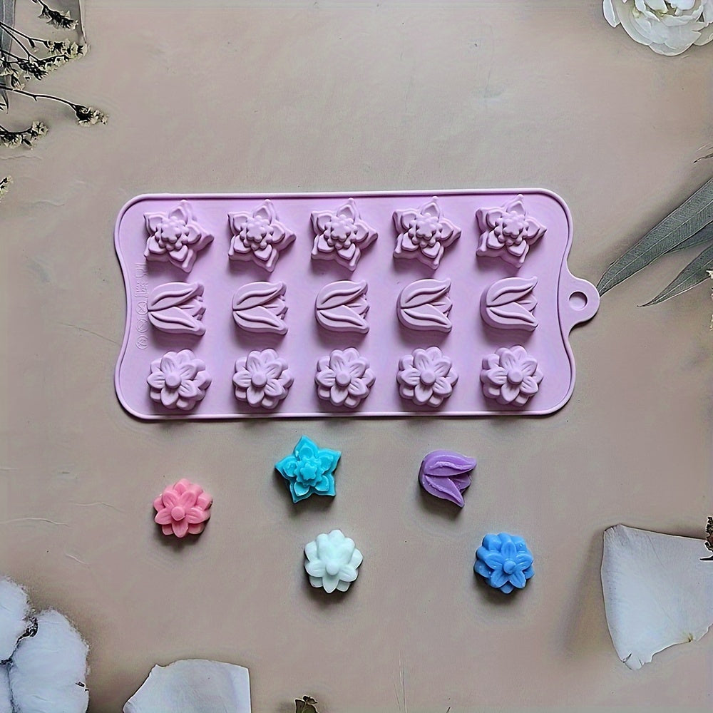 Silicone Mold for Flower Shaped Treats Chocolate Biscuits Pudding Ice Cream for Cake Decorating Soap Making Candles