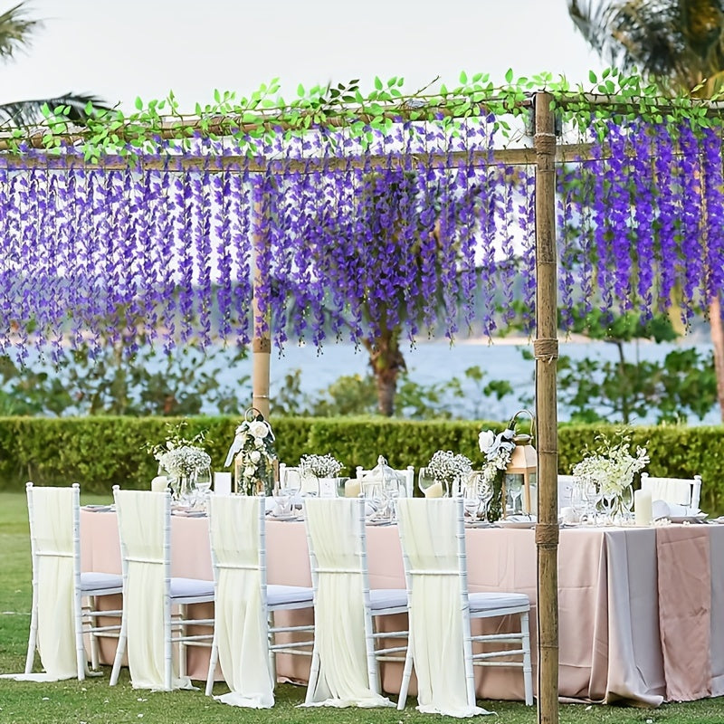Artificial Wisteria Garland 182.88cm Faux Purple Vine Flowers for Outdoor Home Decor