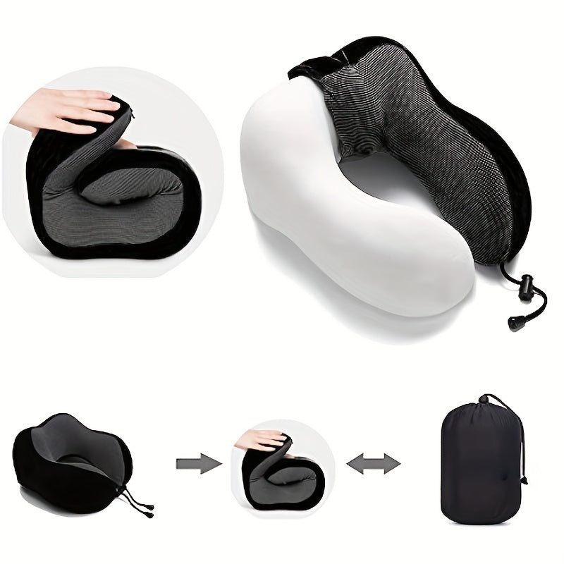 U-Shaped Memory Foam Neck Pillow for Travel Support Airplane Cervical Comfort