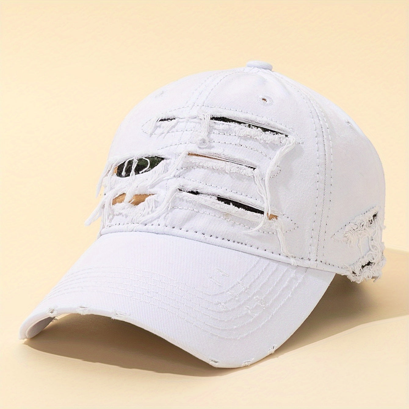 Lightweight Washed Polyester Baseball Cap with Embroidered Patches and Hole Design for Spring Festival and Valentine's Day
