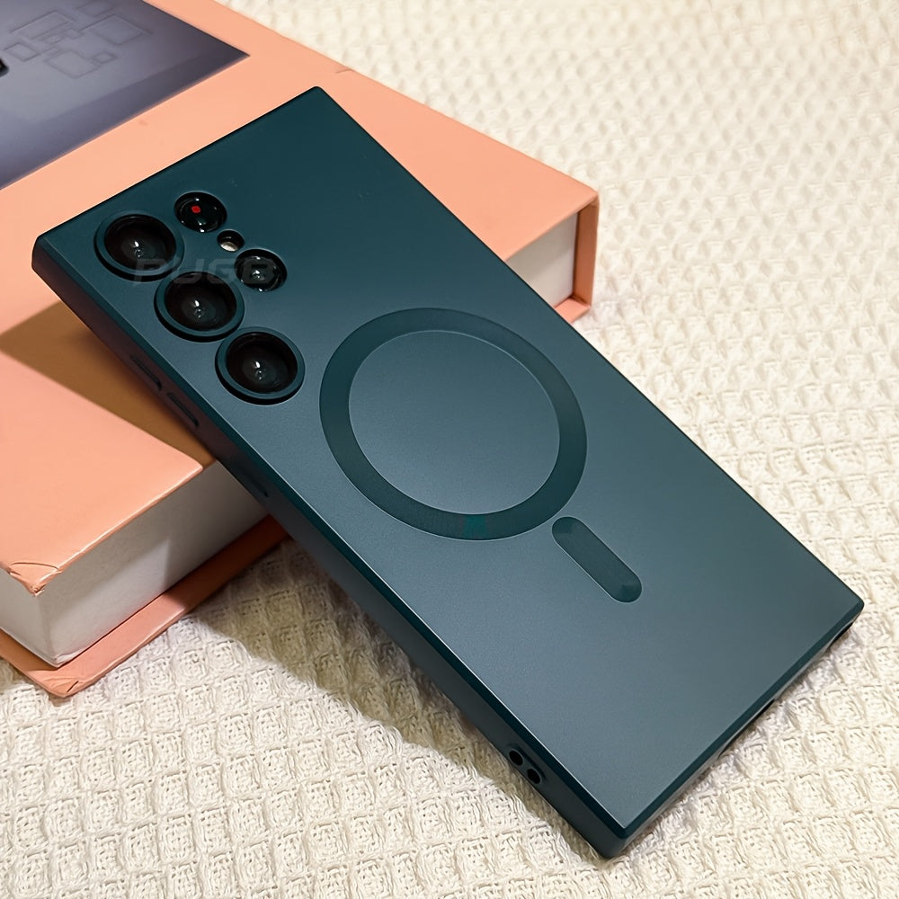 Matte Magnetic Phone Case with Lens Protector for Samsung Galaxy S24 S23 S22 S21 Ultra Plus Wireless Charging