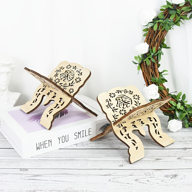 Eid Mubarak uchun yog'och kitob javoni - Qur'on, Injil va Koran kabi islomiy kitoblar uchun stend - Ramadan Kareem, Muqaddas Injil, kitob javoni va musulmon bayramlari davomida stol o'qish, uy bezatish uchun mukammal.