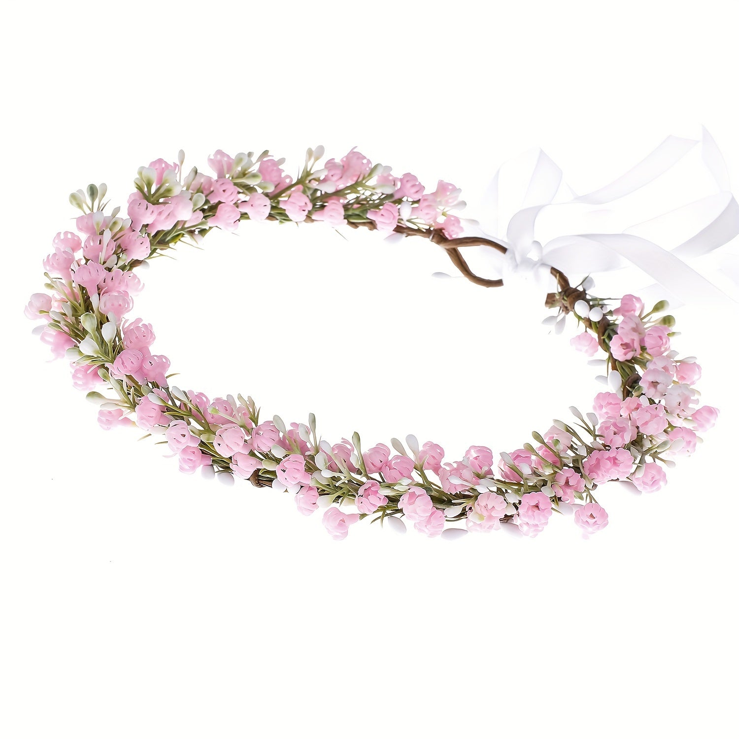 Artificial Baby's Breath Flower Crown Headband Floral Headpiece for Weddings Parties Festivals