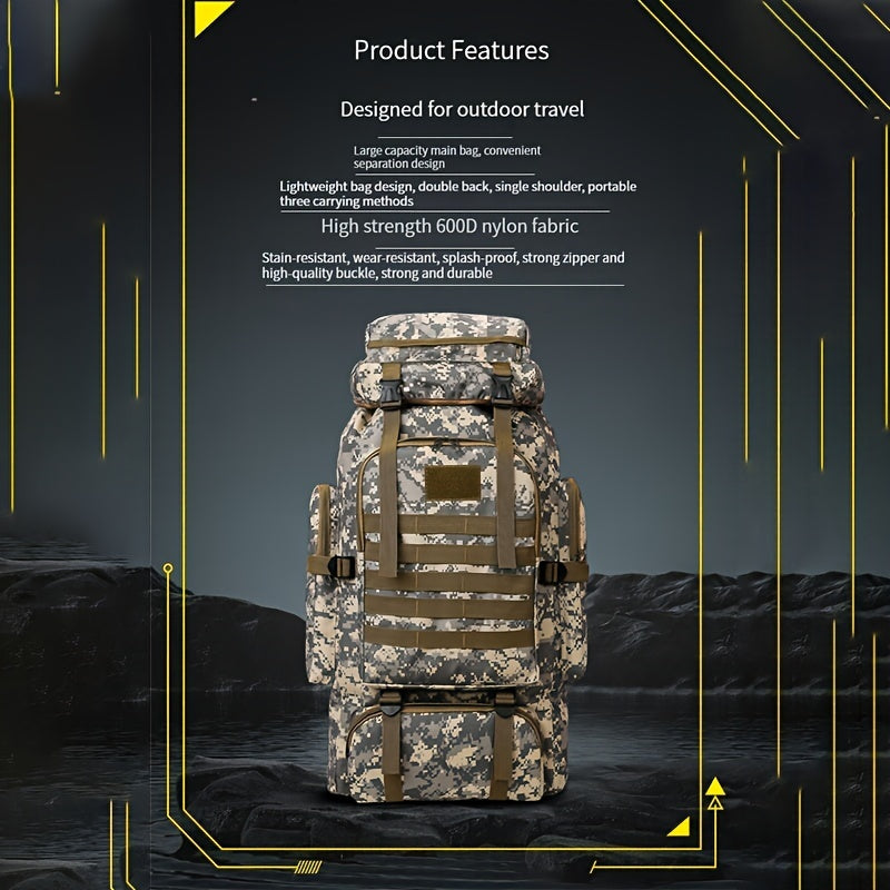 Large 80L Water-Resistant Hiking Backpack for Men and Women Travel and Mountaineering