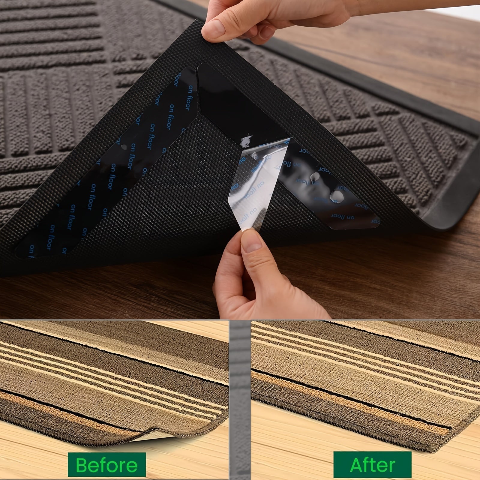 Reusable Double-Sided Carpet Adhesive Pads for Hardwood Floors, Secure and Seamless