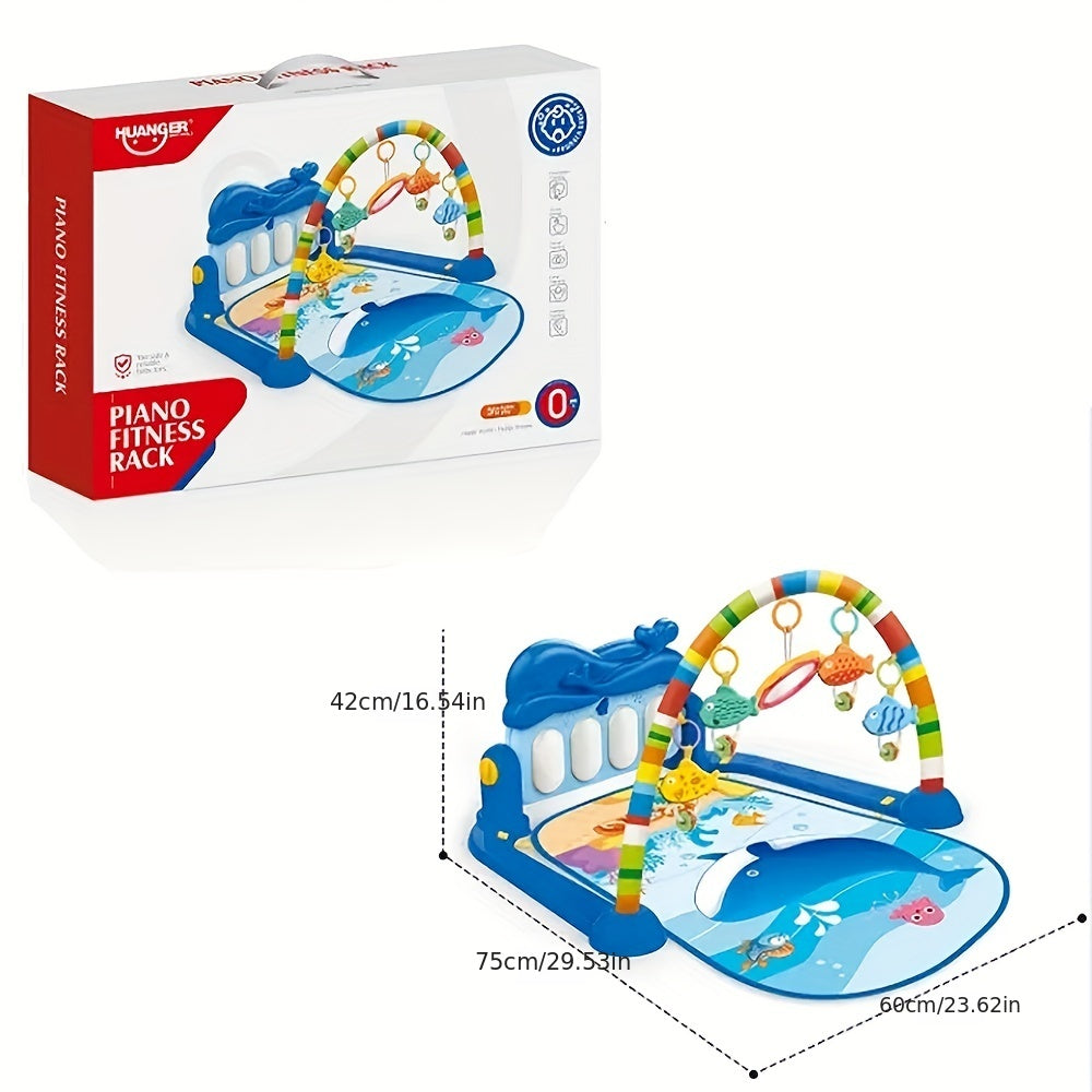 6 oydan 3 yoshgacha bo‘lgan chaqaloqlar uchun musiqa va fitness rack bilan ko‘p funksiyali kit fish foot piano bilan musiqa o‘ynash o‘yinchoq