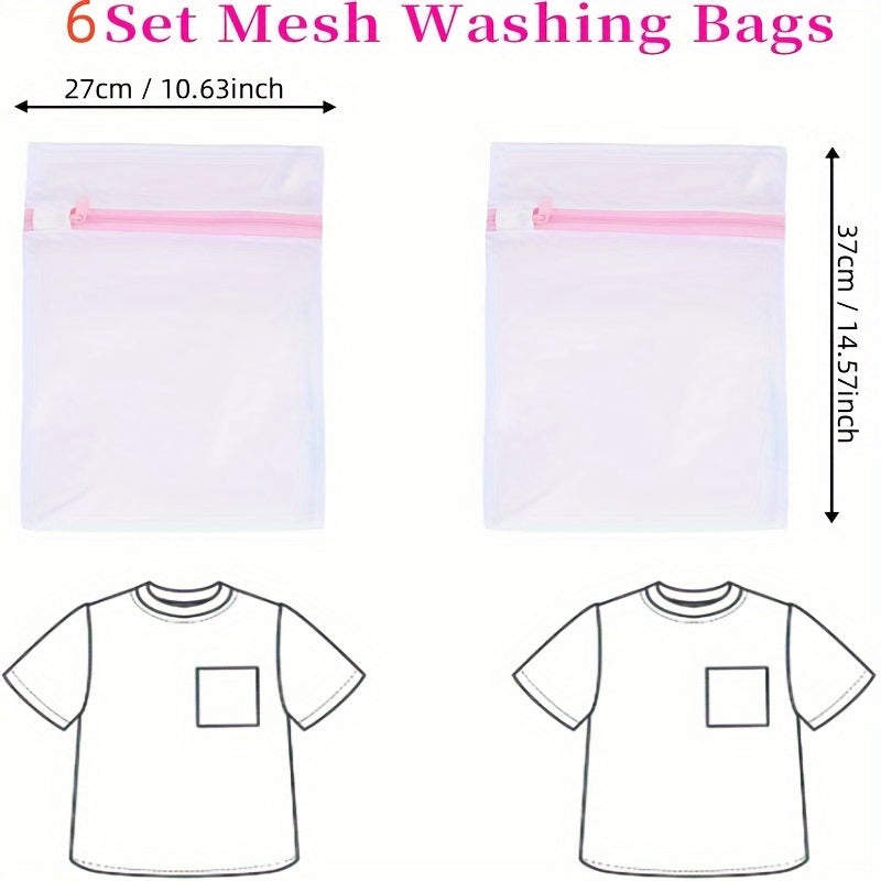 Juego de 6 bolsas de malla para ropa delicada, almacenamiento de viaje, tamaño pequeño 27x37cm