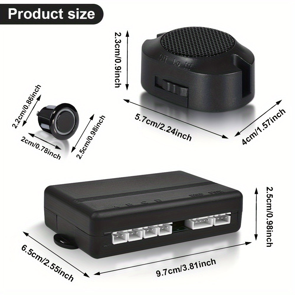 1 dona Ultrasonik Avtomobilni Orqaga Qaytarish Sensori Radar Tizimi 4 ta Parking Sensori bilan, Oldin Joylashuv, 16VDC, ≤36V Ishlash Voltaji, 30~150CM Aniqlash Oralig'i, Buzzer Ogohlantirish Ovozi, Qattiq Simlash