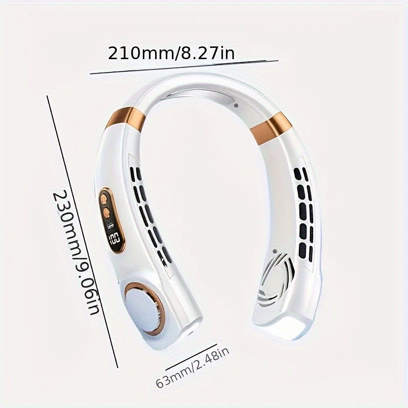 USB Rechargeable Wearable Mini Fan with LED Light, Portable Personal Cooling