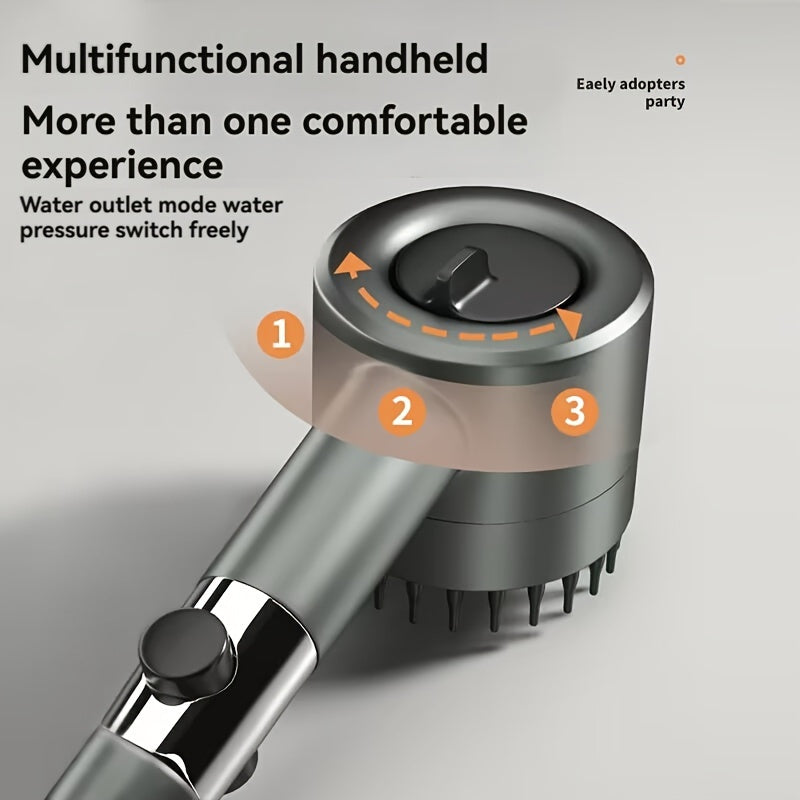 Cabezal de ducha de alta presión ajustable con panel de acero inoxidable de un toque para detener el agua