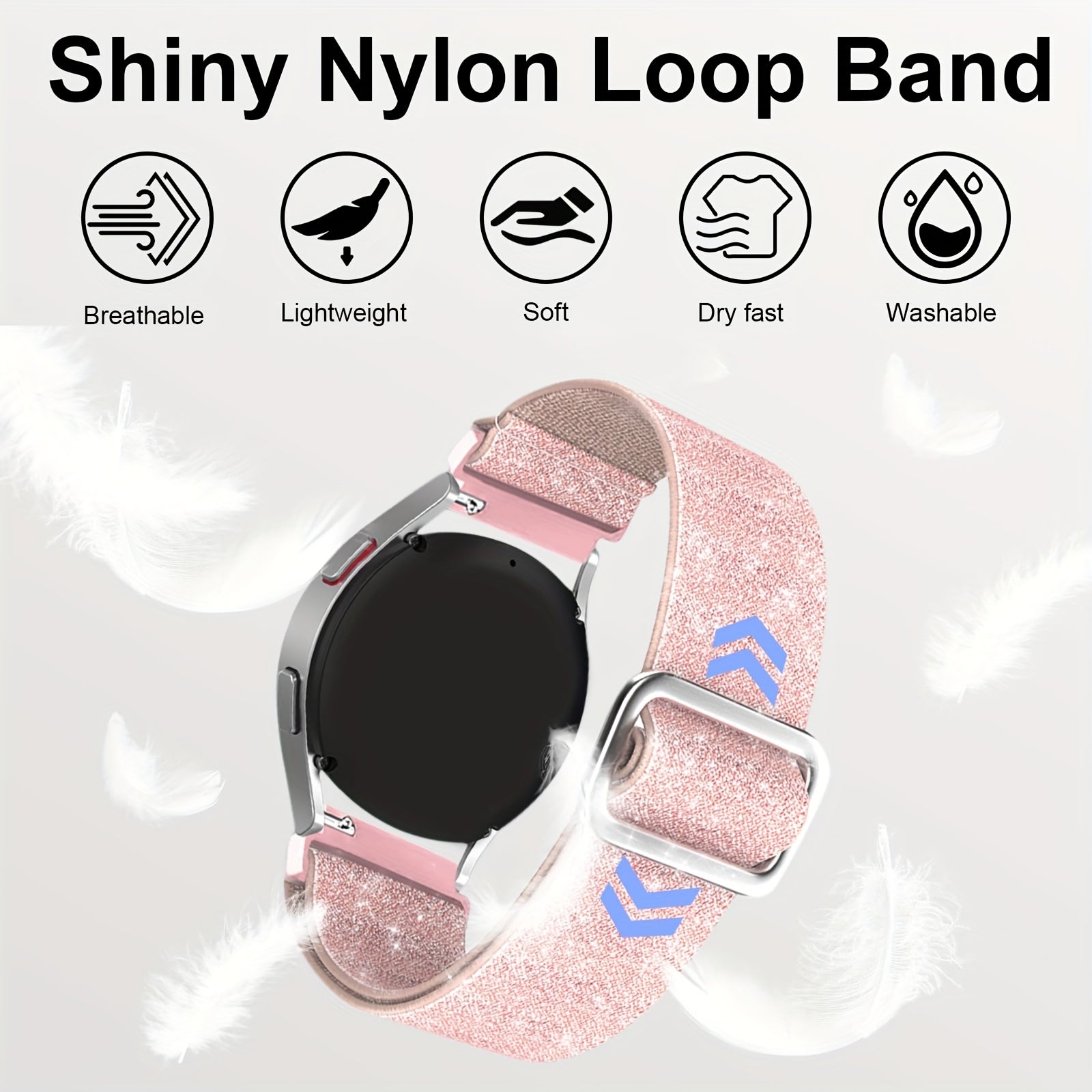 Correas de reloj de nylon brillante y elástico de 20mm para modelos Samsung Galaxy Watch, ajustables, elásticas, trenzadas, deportivas, para mujer